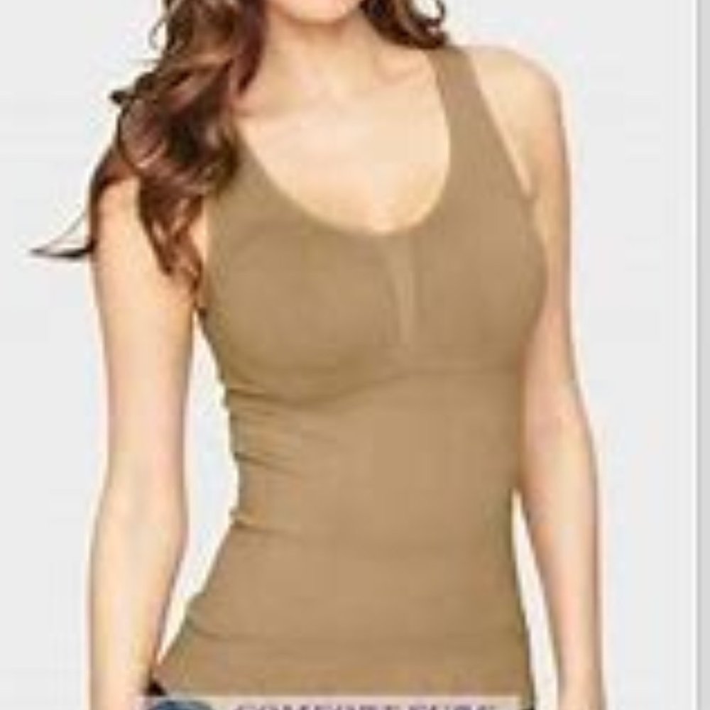 Dark Tan Color Cami Shapewear w/ Built-in Bra Seamless Shaping Camisole Size XL